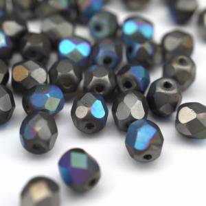 50 Crystal Glittery Graphite Matted böhmische Perlen 4mm, tschechische feuerpolierte facettierte Glasperlen DIY Glasschl Bild 1