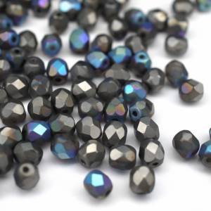 50 Crystal Glittery Graphite Matted böhmische Perlen 4mm, tschechische feuerpolierte facettierte Glasperlen DIY Glasschl Bild 6