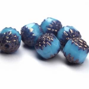 8mm Sky Blue Coral Bronze Böhmische Glasperlen Barock, 6 Stück Perlen DIY Bild 1