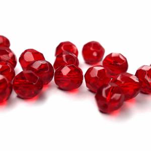 10 Siam Ruby, böhmische Perlen, tschechische feuerpolierte facettierte Glasperlen, DIY Glasschliff 8mm Bild 1