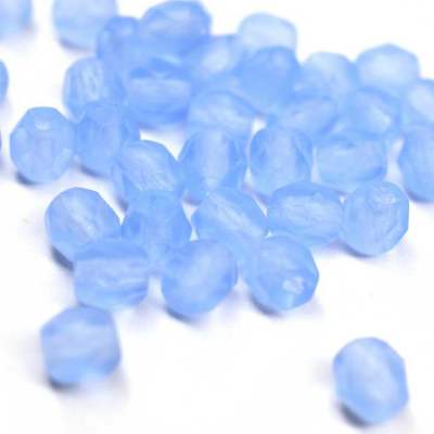 50   Matte Light Sapphire böhmische Perlen 4mm, tschechische feuerpolierte facettierte Glasperlen DIY Glasschliff