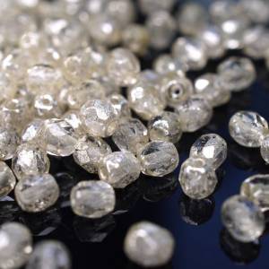 50 Crystal Silver Splash böhmische Perlen 4mm, tschechische feuerpolierte facettierte Glasperlen DIY Glasschliff Bild 1