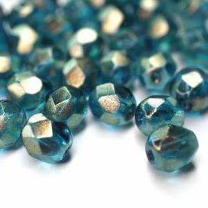 20 Halo Azurite böhmische Perlen 6mm, tschechische feuerpolierte facettierte Glasperlen DIY Glasschliff Bild 1