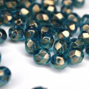 20 Halo Azurite böhmische Perlen 6mm, tschechische feuerpolierte facettierte Glasperlen DIY Glasschliff Bild 2