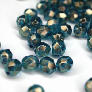20 Halo Azurite böhmische Perlen 6mm, tschechische feuerpolierte facettierte Glasperlen DIY Glasschliff Bild 3