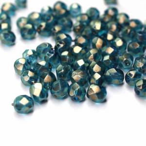 20 Halo Azurite böhmische Perlen 6mm, tschechische feuerpolierte facettierte Glasperlen DIY Glasschliff Bild 4
