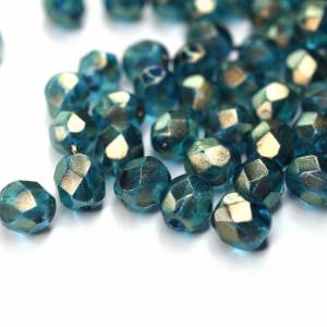 20 Halo Azurite böhmische Perlen 6mm, tschechische feuerpolierte facettierte Glasperlen DIY Glasschliff Bild 5