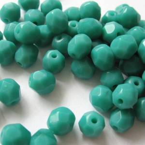 20   Milky Light Green böhmische Perlen 6mm, tschechische feuerpolierte facettierte Glasperlen DIY Glasschliff Bild 2
