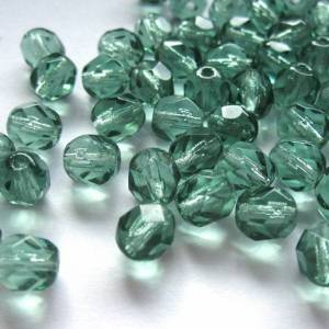 20 Moss Green böhmische Perlen 6mm, tschechische feuerpolierte facettierte Glasperlen DIY Glasschliff Bild 1