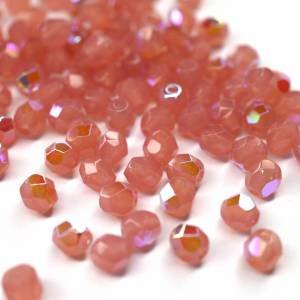 50 Milky Pink AB böhmische Perlen 4mm, tschechische feuerpolierte facettierte Glasperlen DIY Glasschliff 4mm Bild 1
