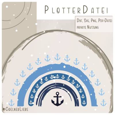 Plotterdatei Anker Regenbogen – maritimes Motiv für deine DIY-Projekte