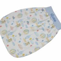 Schlafsack Tiere hellblau Strampelsack Pucksack Sommerschlafsack für Babys mit Namen - personalisiertes Geschenk Baby Bild 1