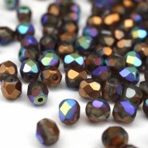50  Crystal Glittery Bronze Matted böhmische Perlen 4mm, tschechische feuerpolierte facettierte Glasperlen DIY Glasschli Bild 1