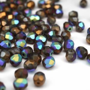 50  Crystal Glittery Bronze Matted böhmische Perlen 4mm, tschechische feuerpolierte facettierte Glasperlen DIY Glasschli Bild 2