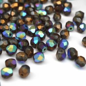 50  Crystal Glittery Bronze Matted böhmische Perlen 4mm, tschechische feuerpolierte facettierte Glasperlen DIY Glasschli Bild 3