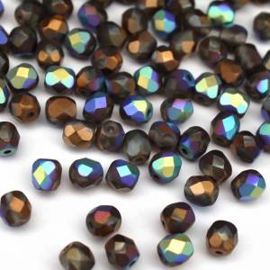 50  Crystal Glittery Bronze Matted böhmische Perlen 4mm, tschechische feuerpolierte facettierte Glasperlen DIY Glasschli Bild 4