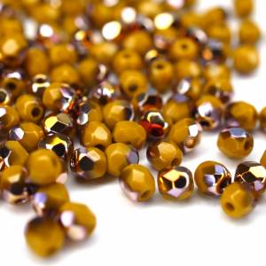 50 Goldenrod Santander böhmische Perlen 3mm, tschechische feuerpolierte facettierte Glasperlen DIY Glasschliff Bild 1