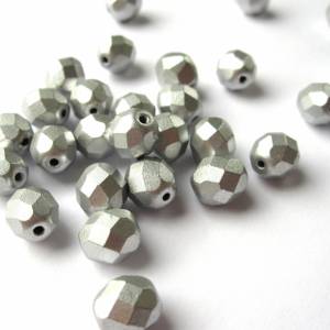10 Matte Metallic Silver böhmische Perlen 8mm, tschechische feuerpolierte facettierte Glasperlen DIY Glasschliff Bild 1