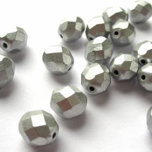 10 Matte Metallic Silver böhmische Perlen 8mm, tschechische feuerpolierte facettierte Glasperlen DIY Glasschliff Bild 2