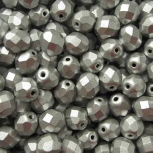10 Matte Metallic Silver böhmische Perlen 8mm, tschechische feuerpolierte facettierte Glasperlen DIY Glasschliff Bild 4