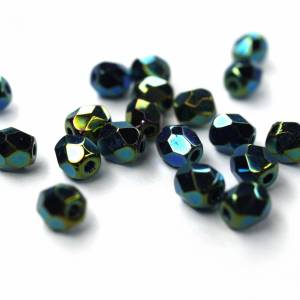 50   Green Iris böhmische Perlen 4mm, tschechische feuerpolierte facettierte Glasperlen DIY Glasschliff Bild 1