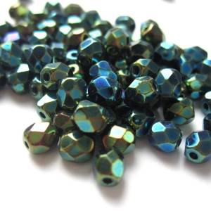 50   Green Iris böhmische Perlen 4mm, tschechische feuerpolierte facettierte Glasperlen DIY Glasschliff Bild 2