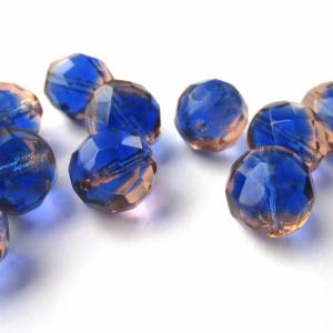 5 Bicolor Blau Rosa böhmische Perlen 12mm, tschechische feuerpolierte facettierte Glasperlen DIY Glasschliff Bild 1