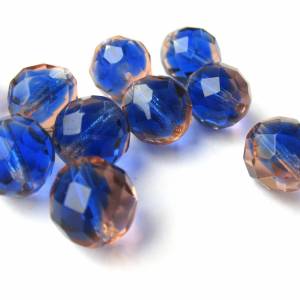 5 Bicolor Blau Rosa böhmische Perlen 12mm, tschechische feuerpolierte facettierte Glasperlen DIY Glasschliff Bild 2