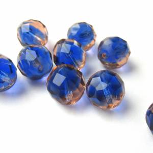 5 Bicolor Blau Rosa böhmische Perlen 12mm, tschechische feuerpolierte facettierte Glasperlen DIY Glasschliff Bild 3