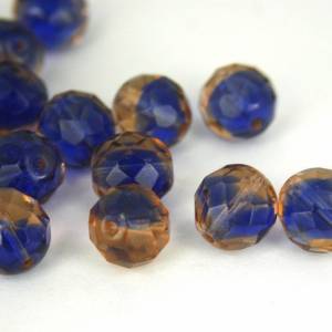 5 Bicolor Blau Rosa böhmische Perlen 12mm, tschechische feuerpolierte facettierte Glasperlen DIY Glasschliff Bild 4