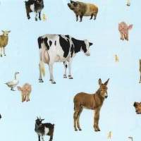 Jersey Baumwolljersey Huhn, Kuh, Ente auf Hellblau Oeko-Tex Standard 100(1m/15,-€) Bild 2
