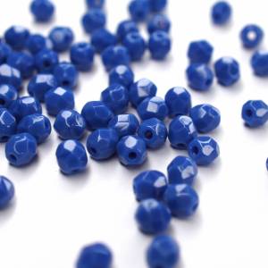 50 Opaque Blue böhmische Perlen 4mm, tschechische feuerpolierte facettierte Glasperlen DIY Glasschliff Bild 2