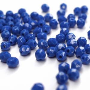 50 Opaque Blue böhmische Perlen 4mm, tschechische feuerpolierte facettierte Glasperlen DIY Glasschliff Bild 3