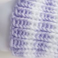 Pulswärmer 100 % Merino-Wolle handgestrickt hell-lila weiß gestreift - Damen - Einheitsgröße - Modell 19 Bild 3
