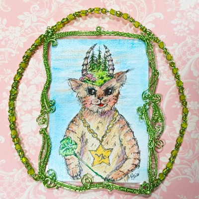 Steinbock Katze handgemalt Sternzeichen Deko Kinderzimmerbild