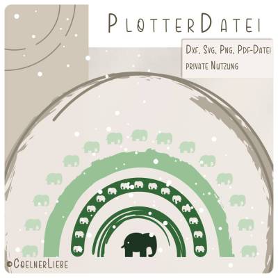 Plotterdatei Elefanten Regenbogen – süßes Tiermotiv für Kinderzimmer & DIY-Projekte
