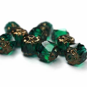 10 Emerald Bronze Barock Böhmische Perlen 6mm, tschechische feuerpolierte facettierte Glasperlen DIY Glasschliff Bild 1