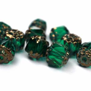 10 Emerald Bronze Barock Böhmische Perlen 6mm, tschechische feuerpolierte facettierte Glasperlen DIY Glasschliff Bild 2