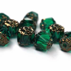 10 Emerald Bronze Barock Böhmische Perlen 6mm, tschechische feuerpolierte facettierte Glasperlen DIY Glasschliff Bild 3
