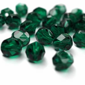 20 Dark Emerald böhmische Perlen 6mm, tschechische feuerpolierte facettierte Glasperlen DIY Glasschliff Bild 1
