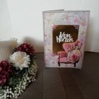 Geburtstagskarte zum 50.ten für eine Frau mit rosafarbenen Rosen Bild 1