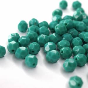 20   Opaque Turquoise böhmische Perlen 6mm, tschechische feuerpolierte facettierte Glasperlen DIY Glasschliff Bild 1