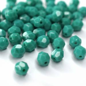 20   Opaque Turquoise böhmische Perlen 6mm, tschechische feuerpolierte facettierte Glasperlen DIY Glasschliff Bild 4