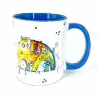 Tasse mit Elefant Gertrude, blau, Funny-Art, Geschenk für Elefanten-Liebhaber und Wildschützer Bild 1