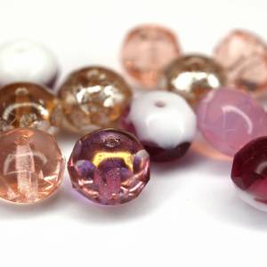 10 Rosa Pink Mix Rondelle böhmische Perlen 6x8mm, tschechische feuerpolierte facettierte Glasperlen DIY Glasschliff Bild 1