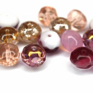 10 Rosa Pink Mix Rondelle böhmische Perlen 6x8mm, tschechische feuerpolierte facettierte Glasperlen DIY Glasschliff Bild 2