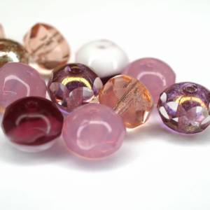10 Rosa Pink Mix Rondelle böhmische Perlen 6x8mm, tschechische feuerpolierte facettierte Glasperlen DIY Glasschliff Bild 3