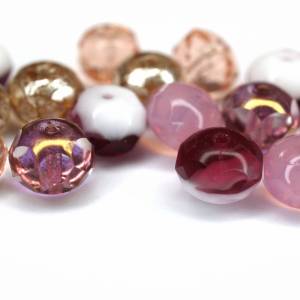 10 Rosa Pink Mix Rondelle böhmische Perlen 6x8mm, tschechische feuerpolierte facettierte Glasperlen DIY Glasschliff Bild 4