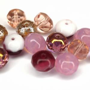 10 Rosa Pink Mix Rondelle böhmische Perlen 6x8mm, tschechische feuerpolierte facettierte Glasperlen DIY Glasschliff Bild 5