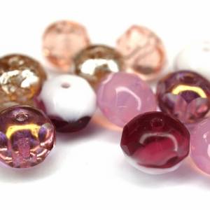 10 Rosa Pink Mix Rondelle böhmische Perlen 6x8mm, tschechische feuerpolierte facettierte Glasperlen DIY Glasschliff Bild 6